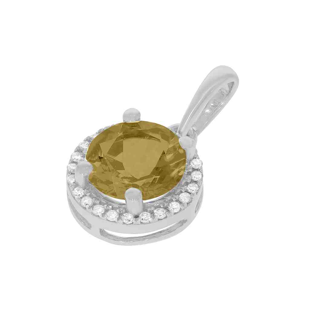 Yellow Topaz and Diamond Halo Pendant PD31343A YELLOW TOPAZ